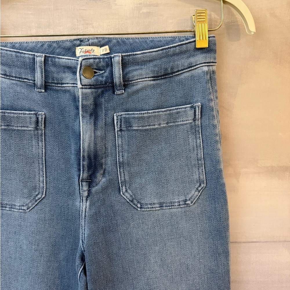 Faherty Women's High Rise Mid Wash Wide Leg Jeans - Picture 2 of 7